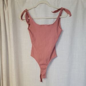 NWT Lulus Salmon Pink Tie-Strap Bodysuit